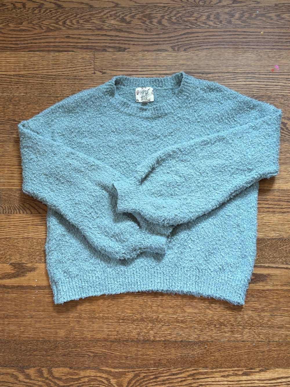 Hippie Rose Women's Seafoam Bouclé Crewneck Sweater